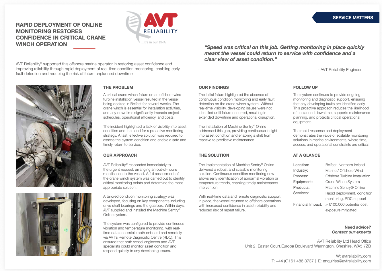 Continuous Monitoring for a Critical Crane Winch