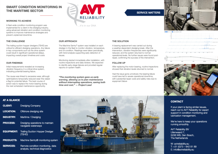Machine Sentry condition monitoring on a trailing suction hopper dredger